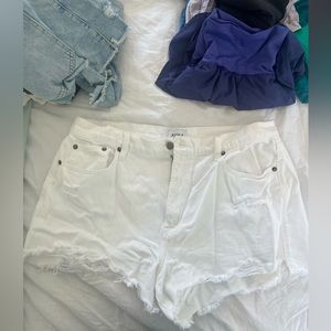 Pistola High Waist White Denim Shorts